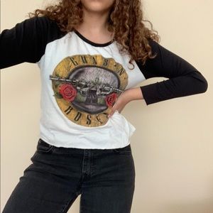Cropped Guns n Roses Baseball Tee